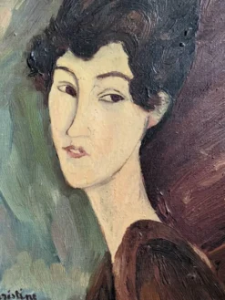 Acrylique sur toile tableau ancien portrait vintage