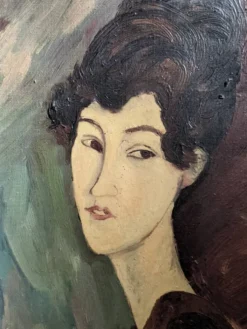 Acrylique sur toile tableau ancien portrait vintage