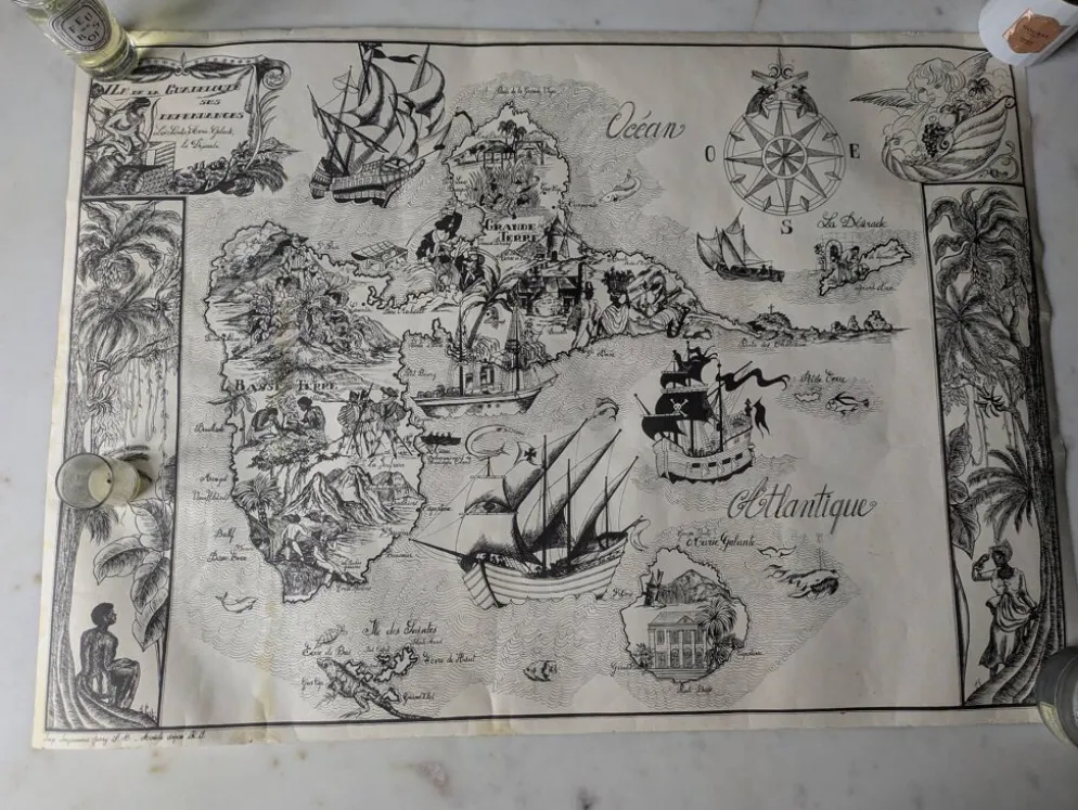 Affiche ancienne sur la Guadeloupe imp par Jarry signée par G.Costes.