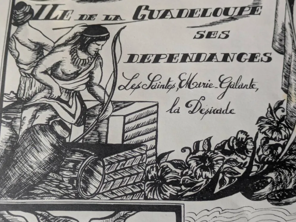 Affiche ancienne sur la Guadeloupe imp par Jarry signée par G.Costes.