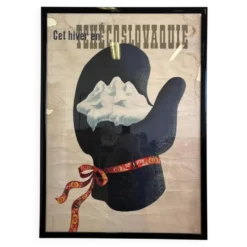 Affiche de voyage française originale / hiver - Tchécoslovaquie / vers 1940