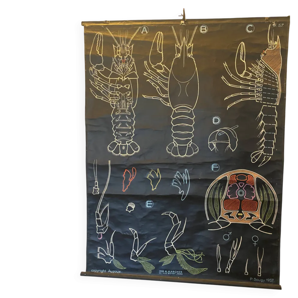 Affiche Dr Auzoux, Paul Sougy 1957, N° L ECREVISSE