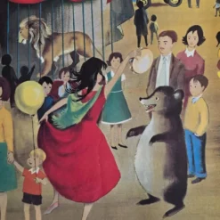 Affiche scolaire ancienne Ogé-Hachette Le Stade & La Ménagerie – Années 60