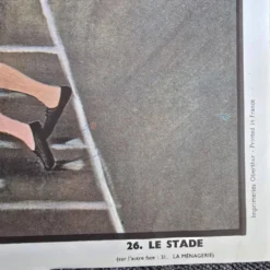 Affiche scolaire ancienne Ogé-Hachette Le Stade & La Ménagerie – Années 60
