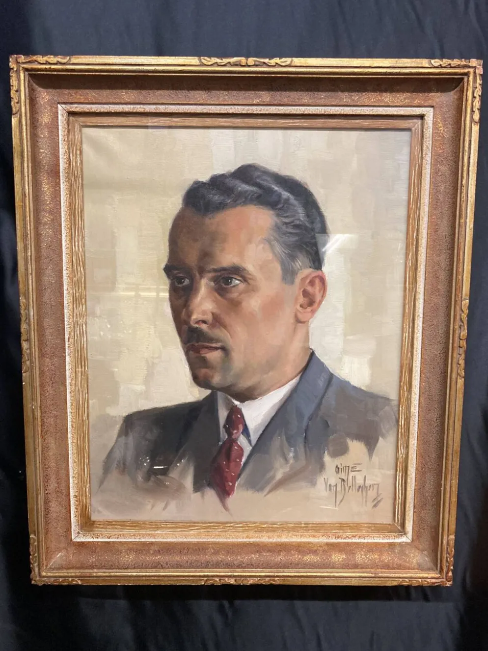 Aimé VAN BELLEGHEM (1922-1996), Portrait de René Brondel, huile sur toile