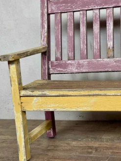 Ancien banc de bistrot à dossier en chêne