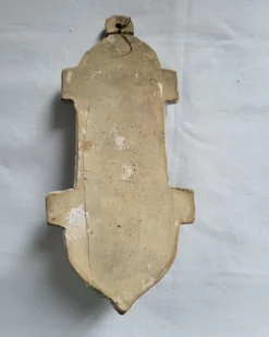 Ancien Bénitier en Faïence Croix émaillée