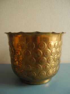 ancien cache pot laiton déco vintage brass flowers pot cover