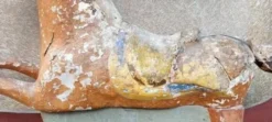 Ancien Cheval À Bascule XIXe Siècle En Bois Et Papier Mâché Peint