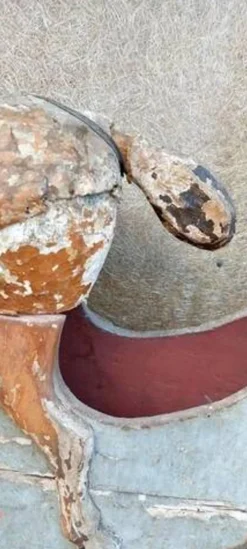Ancien Cheval À Bascule XIXe Siècle En Bois Et Papier Mâché Peint