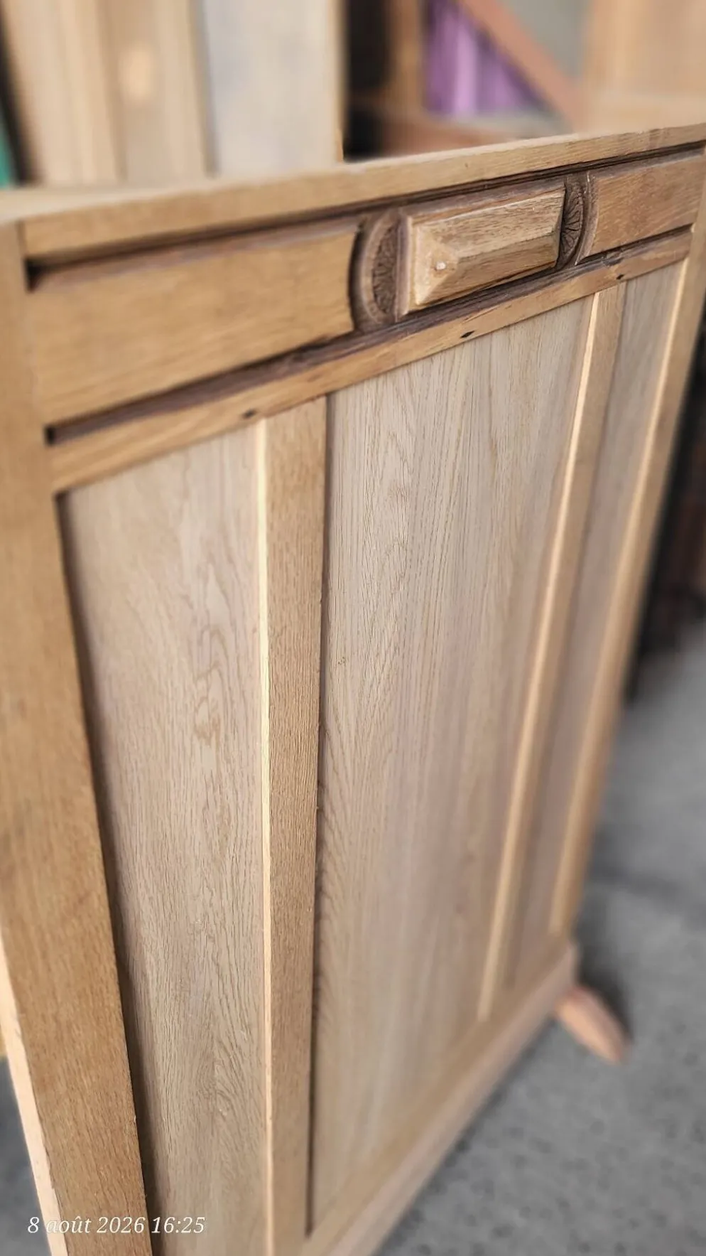 Ancien écran de cheminée décoratif en bois