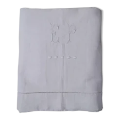 Ancien drap blanc monogrammé E.P coton brodé