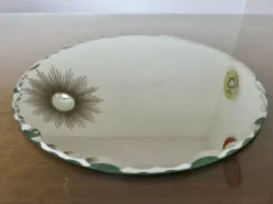Ancien grand miroir rond, à poser, biseauté, art déco, années 40 50