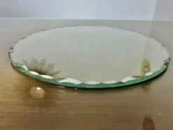 Ancien grand miroir rond, à poser, biseauté, art déco, années 40 50