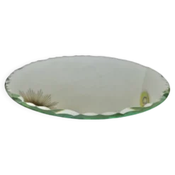 Ancien grand miroir rond, à poser, biseauté, art déco, années 40 50