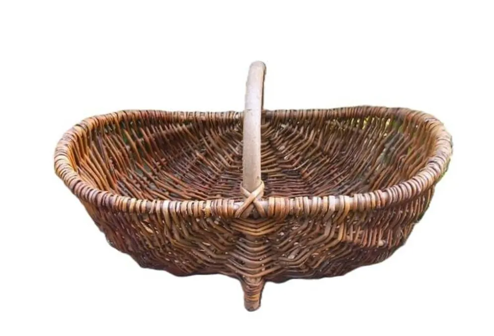 Ancien grand panier bourguignon en osier