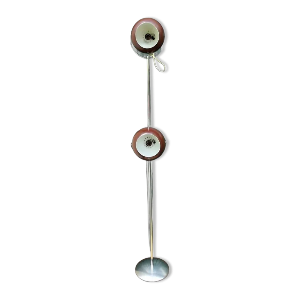 Ancien lampadaire REGGIANI G21 Made in Italy à 2 globes vintage design 1970