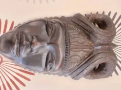Ancien Masque Sculpté Bois Ebene (2,9kg) - Art Tribal / Ethnique - 25cm