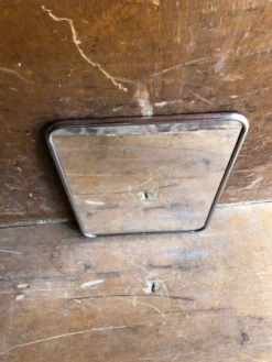 Ancien miroir barbier contour alu + trépied décoration années 50 vintage