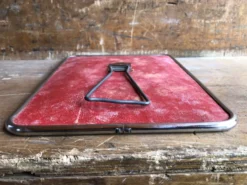 Ancien miroir barbier contour alu + trépied décoration années 50 vintage