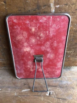 Ancien miroir barbier contour alu + trépied décoration années 50 vintage