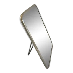 Ancien miroir barbier contour alu + trépied décoration vintage