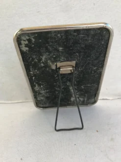 Ancien miroir barbier contour alu + trépied décoration vintage