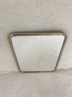 Ancien miroir barbier contour alu + trépied décoration vintage
