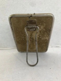 Ancien miroir de barbier contour en aluminium et trépied décoration vintage