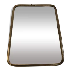 Ancien miroir de barbier contour en aluminium et trépied décoration vintage
