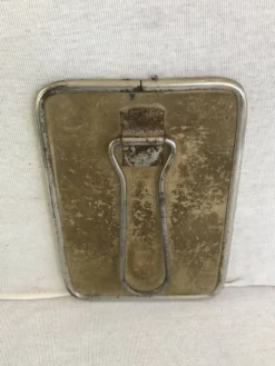 Ancien miroir de barbier contour en aluminium et trépied décoration vintage