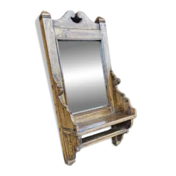 Ancien miroir de barbier en teck birman