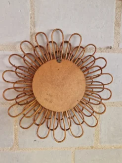 Ancien Miroir En Rotin