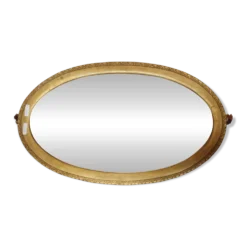 Ancien miroir ovale à parclose dorée ,c verre biseauté