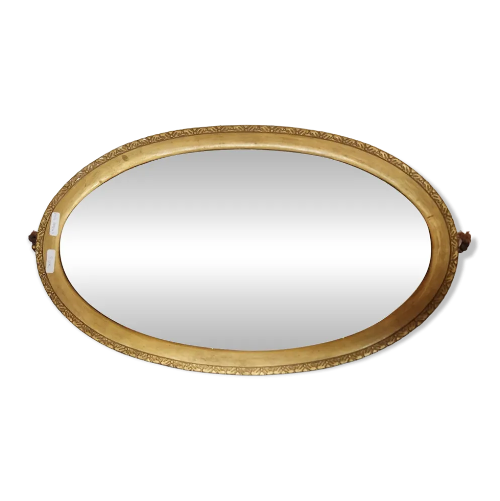 Ancien miroir ovale à parclose dorée ,c verre biseauté