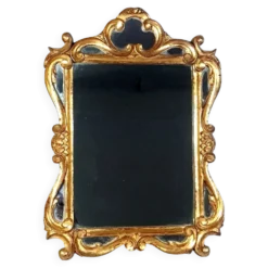 Ancien miroir à parcloses bois sculpté dorure à la feuille 53x37 cm SD207