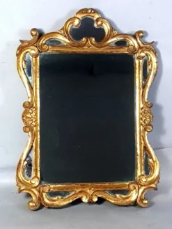 Ancien miroir à parcloses bois sculpté dorure à la feuille 53x37 cm SD207