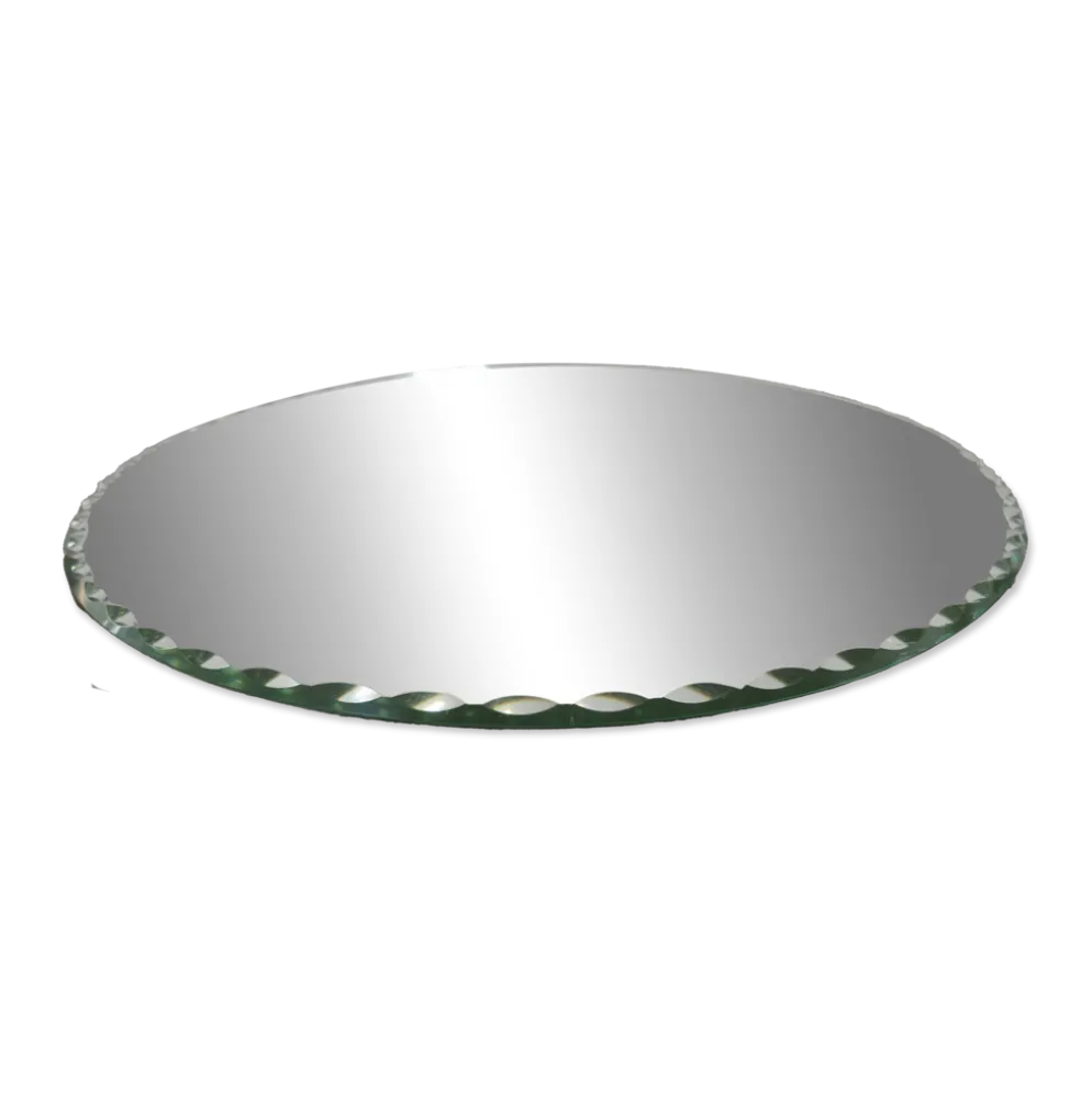 Ancien miroir rond, biseauté, à poser, art déco, années 40 50