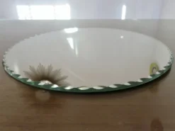 Ancien miroir rond, biseauté, à poser, art déco, années 40 50