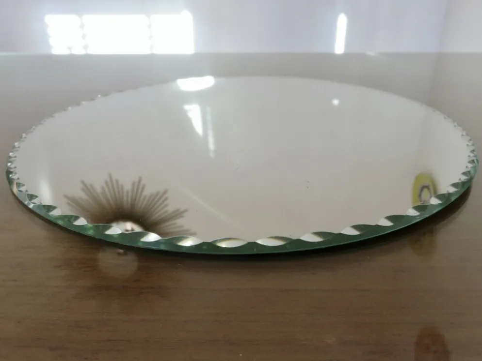Ancien miroir rond, biseauté, à poser, art déco, années 40 50