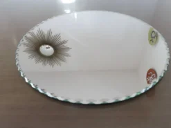 Ancien miroir rond, biseauté, à poser, art déco, années 40 50