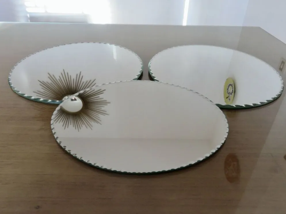 Ancien miroir rond, biseauté, à poser, art déco, années 40 50