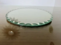 Ancien miroir rond, à poser, art déco, biseauté, années 40 50