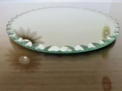 Ancien miroir rond, à poser, art déco, biseauté, années 40 50