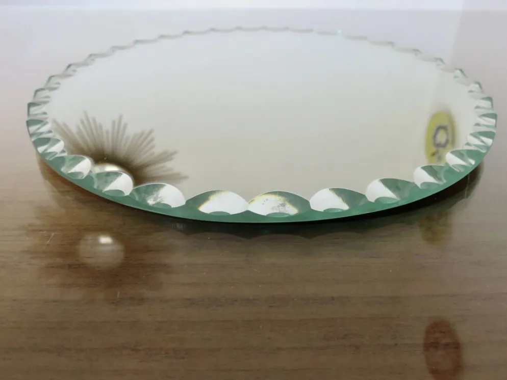 Ancien miroir rond, à poser, art déco, biseauté, années 40 50