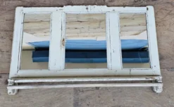 Ancien miroir - étagère triptyque en teck birman