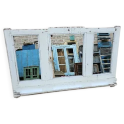 Ancien miroir - étagère triptyque en teck birman