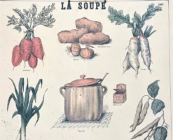 🥕 Ancienne affiche scolaire Deyrolle originale, 542, 1950 - La soupe, les