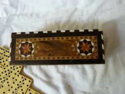 Ancienne Boîte 28 dominos en Marqueterie Syrie Vintage