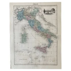 Ancienne carte de l'Italie, fin XIXe